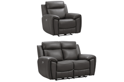 Annecy Genuine Leather Grey Electric Power Recliner 2+1 Seater Sofa Set