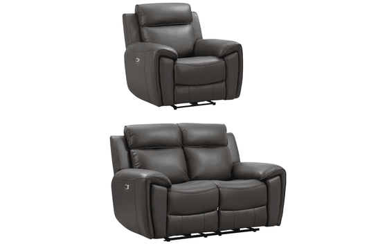 Annecy Genuine Leather Grey Electric Power Recliner 2+1 Seater Sofa Set