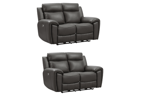 Annecy Genuine Leather Grey Electric Power Recliner 2+2 Seater Sofa Set