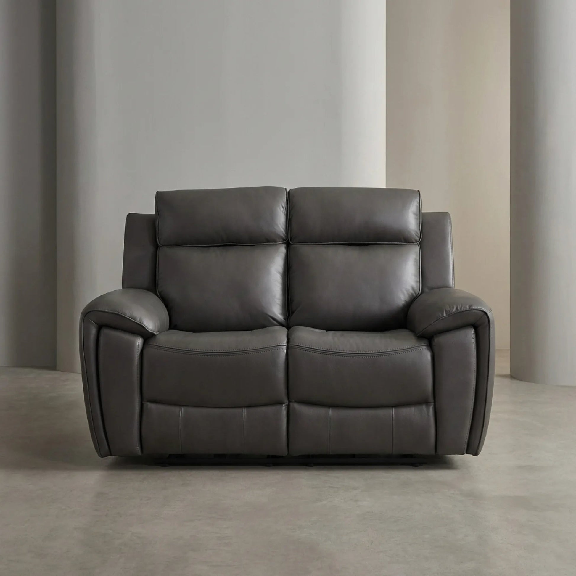 Annecy Genuine Leather Grey Electric Power Recliner 2 Seater - Furniture Instore