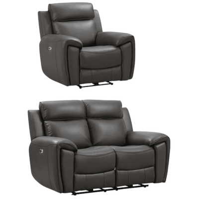 Annecy Genuine Leather Grey Electric Power Recliner 2+1 Seater Sofa Set