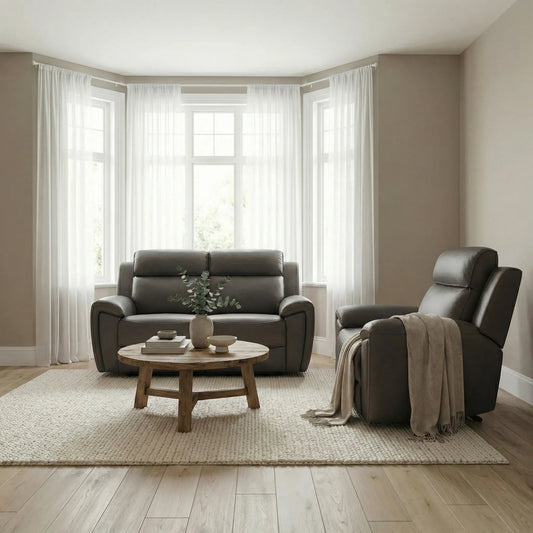 Annecy Genuine Leather Grey Electric Power Recliner 2+1 Seater Sofa Set - Furniture Instore