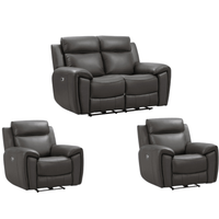Annecy Genuine Leather Grey Electric Power Recliner 2+1+1 Seater Sofa Set