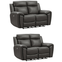Annecy Genuine Leather Grey Electric Power Recliner 2+2 Seater Sofa Set