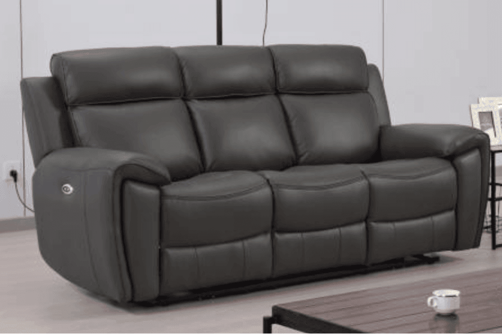 Annecy Genuine Leather Grey Electric Power Recliner 3+1 Seater Sofa Set
