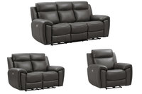 Annecy Genuine Leather Grey Electric Power Recliner 3+2+1 Seater Sofa Set