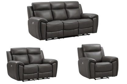 Annecy Genuine Leather Grey Electric Power Recliner 3+2+1 Seater Sofa Set