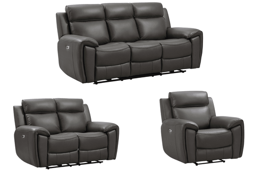 Annecy Genuine Leather Grey Electric Power Recliner 3+2+1 Seater Sofa Set