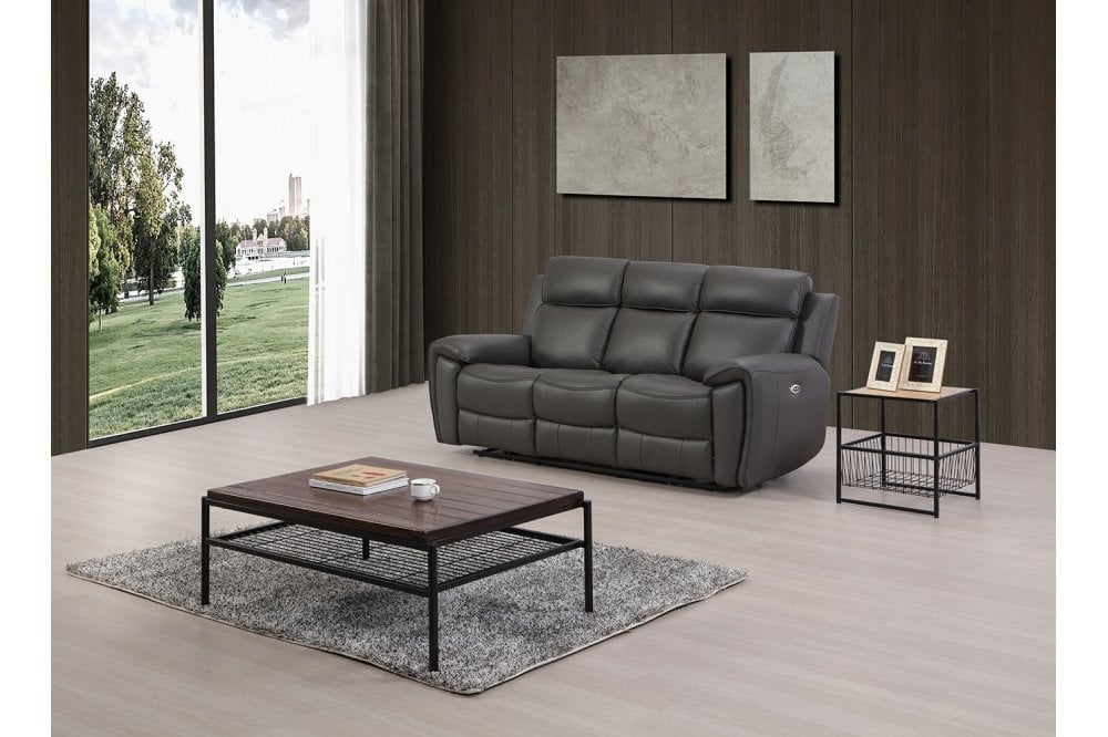 Annecy Genuine Leather Grey Electric Power Recliner 3+2 Seater Set