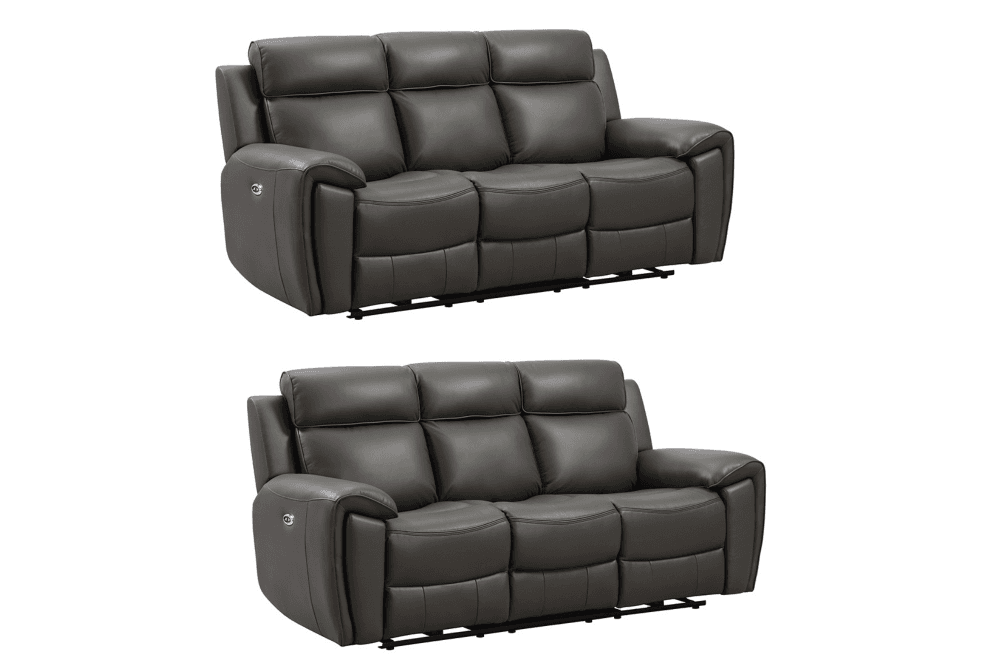 Annecy Genuine Leather Grey Electric Power Recliner 3+3 Seater Sofa Set