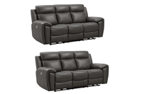 Annecy Genuine Leather Grey Electric Power Recliner 3+3 Seater Sofa Set