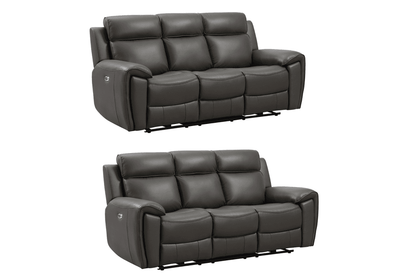 Annecy Genuine Leather Grey Electric Power Recliner 3+3 Seater Sofa Set