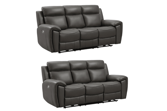 Annecy Genuine Leather Grey Electric Power Recliner 3+3 Seater Sofa Set