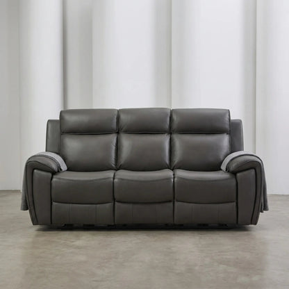 Annecy Genuine Leather Grey Electric Power Recliner 3 Seater - Furniture Instore