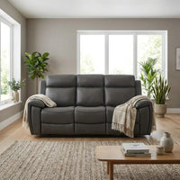 Annecy Genuine Leather Grey Electric Power Recliner 3 Seater - Furniture Instore