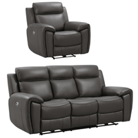 Annecy Genuine Leather Grey Electric Power Recliner 3+1 Seater Sofa Set