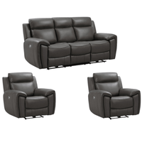 Annecy Genuine Leather Grey Electric Power Recliner 3+1+1 Seater Sofa Set