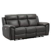 Annecy Genuine Leather Grey Electric Power Recliner 3 Seater