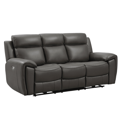 Annecy Genuine Leather Grey Electric Power Recliner 3 Seater