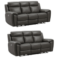Annecy Leather Grey Electric Recliner 3+3 Seater Sofa Set