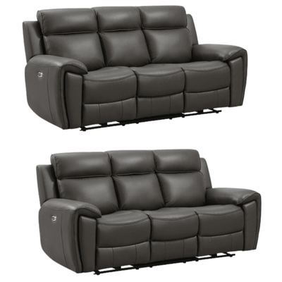 Annecy Genuine Leather Grey Electric Power Recliner 3+3 Seater Sofa Set