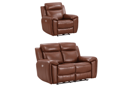 Annecy Genuine Leather Tan Electric Power Recliner 2+1 Seater Sofa Set