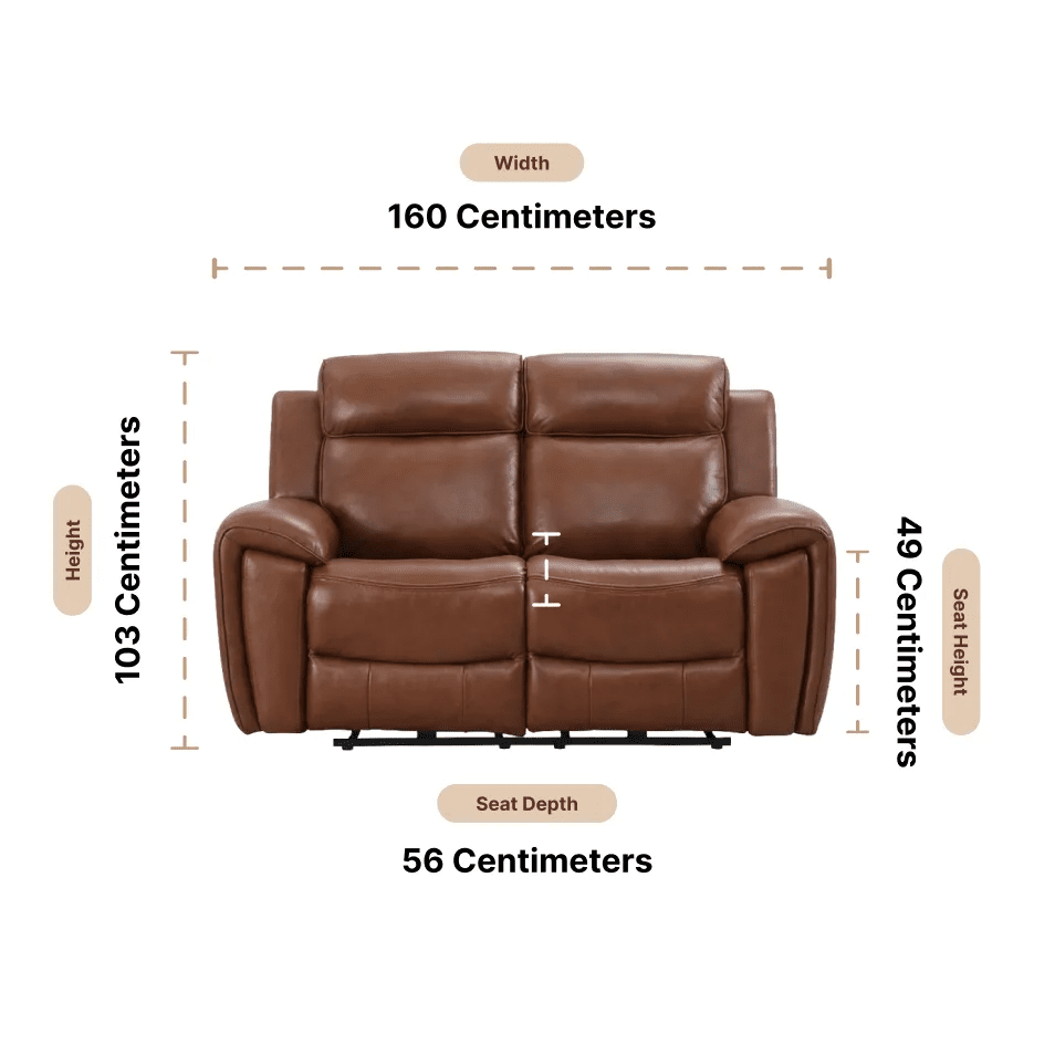 Annecy Genuine Leather Tan Electric Power Recliner 2 Seater - view 3 - Furniture Instore