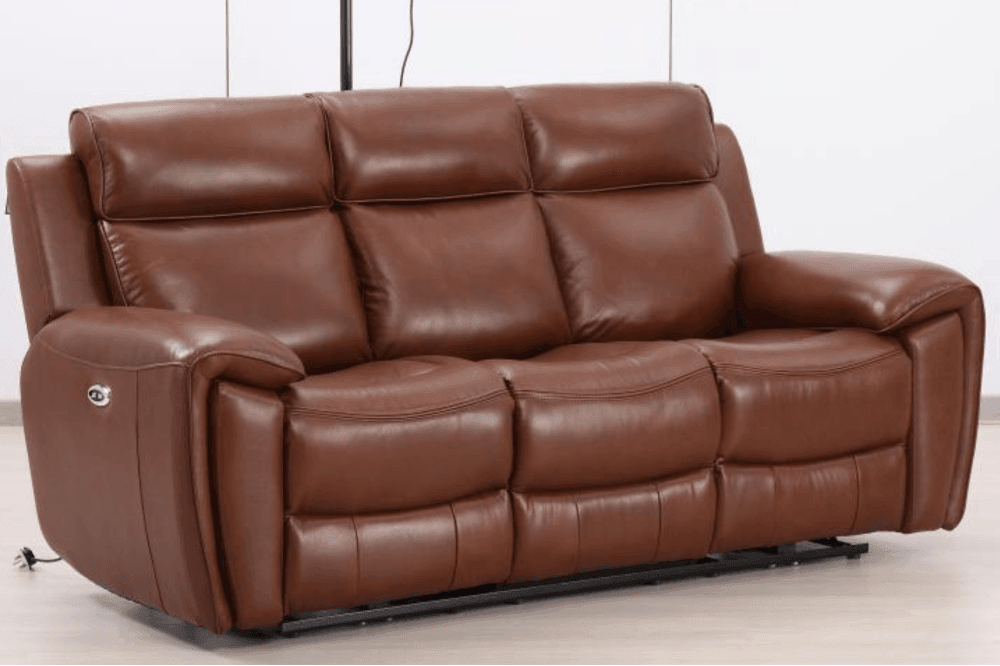 Annecy Genuine Leather Tan Electric Power Recliner 3+1 Seater Sofa Set