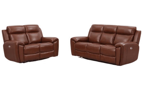Annecy Genuine Leather Tan Electric Power Recliner 3+2 Seater Sofa  Set