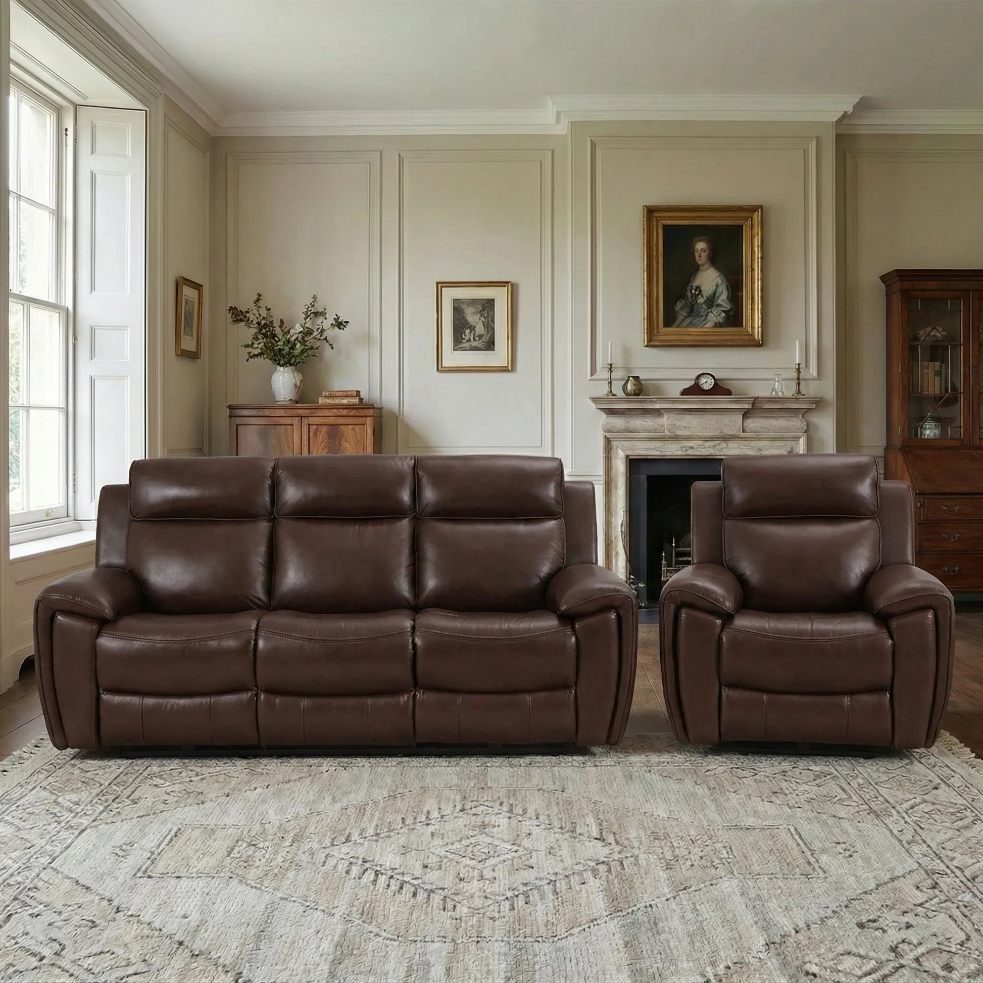 electric recliner sofa set tan