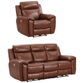 Annecy Tan Leather Electric Recliner 3+1 Sofa Set