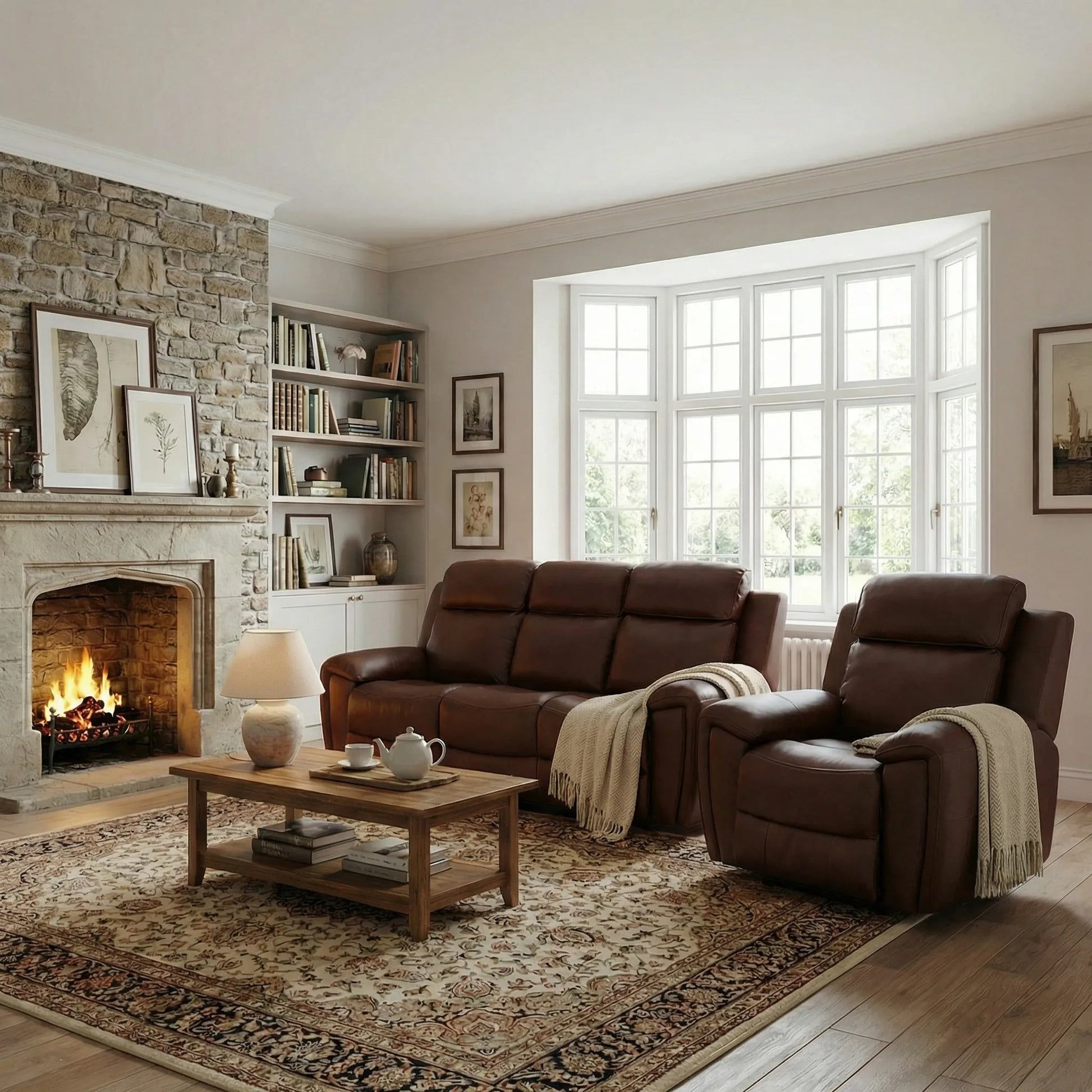 3+1 leather recliner sofa set