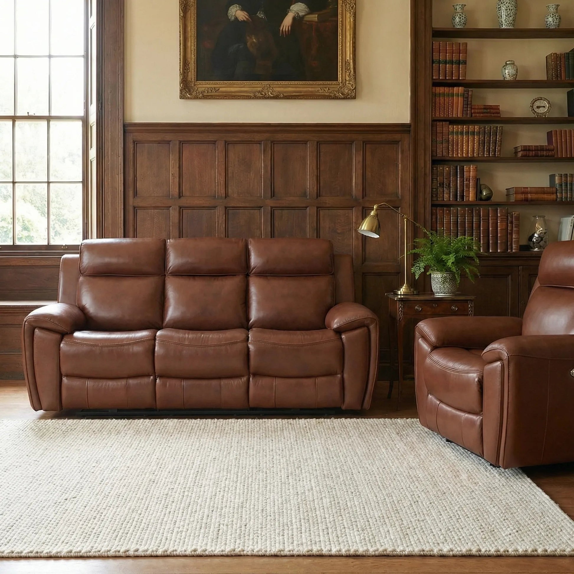 genuine leather sofa set recliner