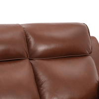 Close-up of a brown leather sofa