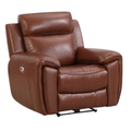 Annecy Tan Genuine Leather Armchair with Electric Power Recliner