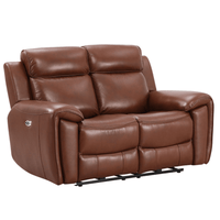 Brown leather reclining sofa on a white background