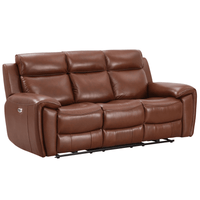 Annecy Genuine Leather Tan Electric Power Recliner 3 Seater