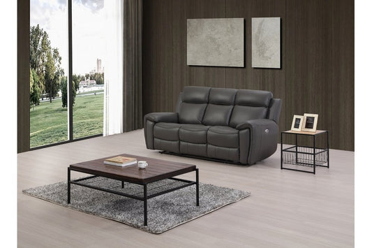 Annecy Genuine Leather Grey Electric Power Recliner 3 Seater - Furniture Instore