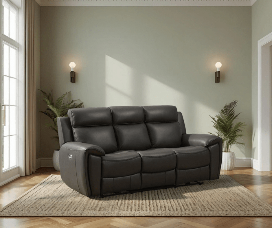 Annecy Genuine Leather Grey Electric Power Recliner 3+2+1 Seater Sofa Set - Furniture Instore