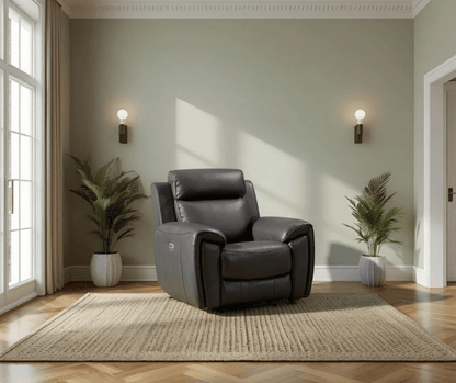 Annecy Genuine Leather Grey Electric Power Recliner 3+2+1 Seater Sofa Set - Furniture Instore
