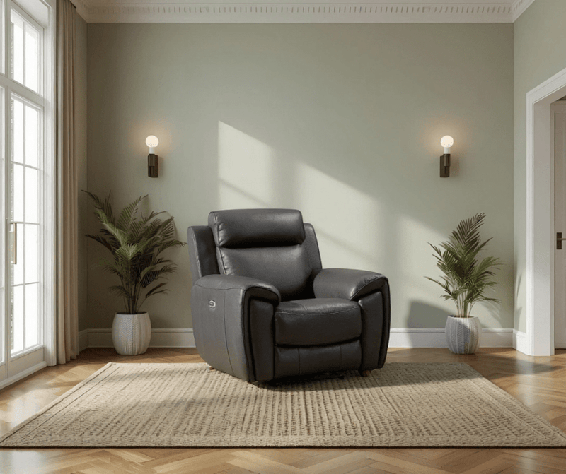 Annecy Genuine Leather Grey Electric Power Recliner 3+2+1 Seater Sofa Set - Furniture Instore