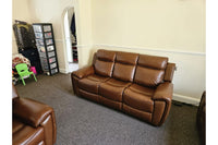 Annecy Genuine Leather Tan Electric Power Recliner 3 Seater - Furniture Instore