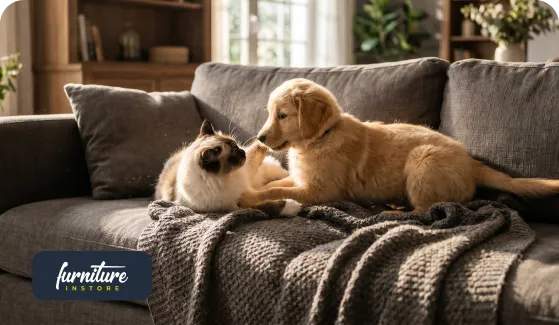 Best Sofas for Pet Owners UK 2026 — Fabrics, Colours & Complete Care Guide