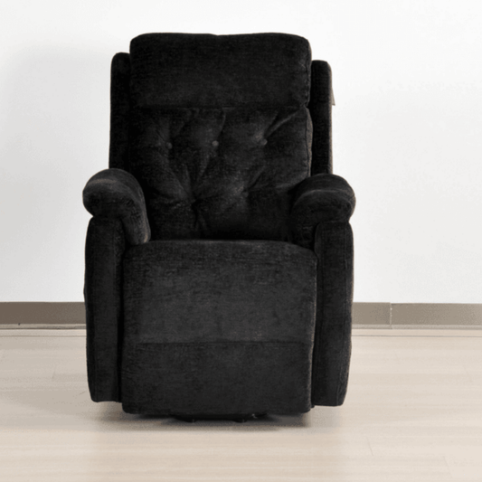 Black recliner chair on a white background