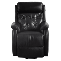 Black leather recliner chair on a white background
