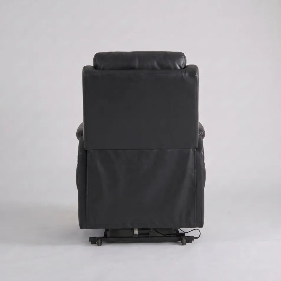 Bilbury Genuine Leather Black Rise Recliner Mobility Chair - Furniture Instore