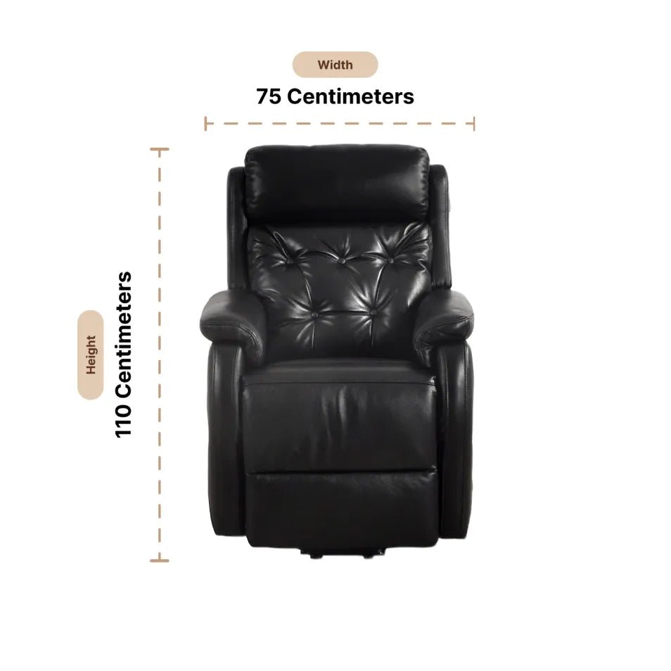 Bilbury Genuine Leather Black Rise Recliner Mobility Chair - Furniture Instore