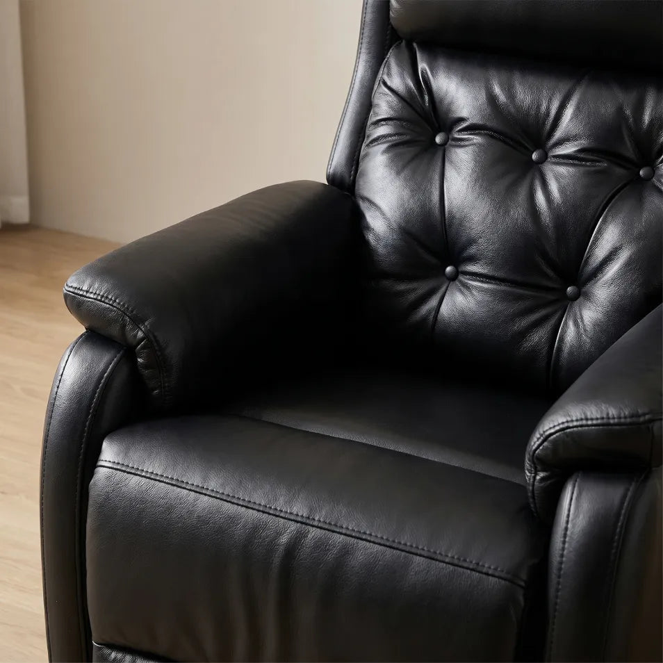 Bilbury Genuine Leather Black Rise Recliner Mobility Chair - Furniture Instore