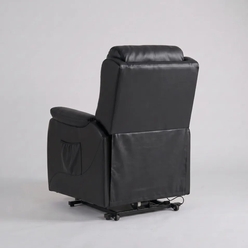 Bilbury Genuine Leather Black Rise Recliner Mobility Chair - Furniture Instore