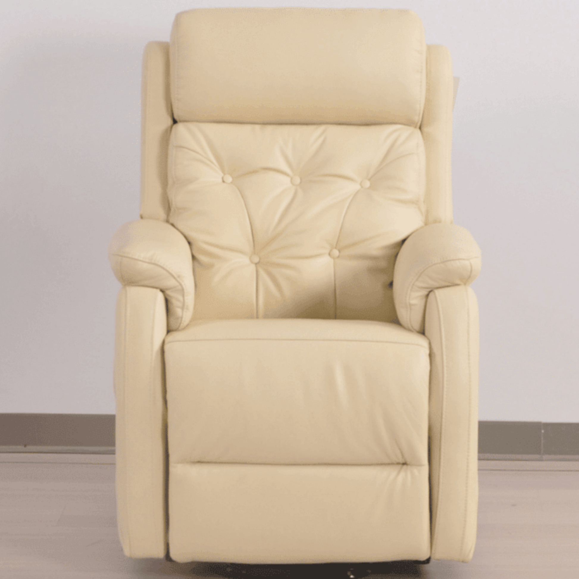 Beige recliner chair against a plain background
